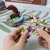 Bonsai Ağacı Sukulent/Sakura Saksı Bitki Yapı Blokları Seti, Hediyeler Için Yapay Çiçek İnşaat Kitleri, Yetişkinler/Gençler Için Kendin Yap Buket Yapı Tuğlaları (Sakura)