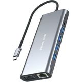 Bontec 11 In 1 Usc-C Hub Çoğaltıcı, Hızlı Veri Aktarımı, 4x USB Girişi, 1x Type-C, 1x Ethernet, 1x 3.5 mm Jack, 4K HDMI ve Tf/sd Kart Girişi, Alüminyum Kasa, Fonksiyonel Yapı - Gümüş