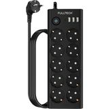 Bontec Akım Korumalı, 10'lu Priz Soketi, Isıya Dayanıklı Yapı, 10X Priz, 3x Usb, 1x Type-C Girişi, Çocuk Korumalı Çoğaltıcı, 2 Metre Uzatma Kablosu (16A/3680W) - Siyah