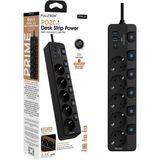 Bontec Akım Korumalı Priz, 5'li Priz Soketi, 5x Fiş Soketi, 20W Pd Hızlı Şarj, 2x USB Girişi, 2x Type-C Girişi, Isıya Dayanıklı Yapı, 2 Metre Kablo Uzunluğu, Aşırı Gerilim Koruyucu, Açma/kapama Tuşu - Siyah