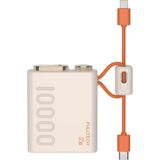 Bontec Powerbank, 10.000 Mah Powerbank, Dijital Gösterge ve Dahili Kablolu, 1x Lightning, 1x Type-C, 22.5W Pd Hızlı Şarj, Mini Powerbank - Bej