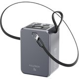 Bontec Powerbank, Dijital Göstergeli Powerbank, 10.000 Mah Batarya, 35W Pd Hızlı Şarj, 1x Usb, 1x Type-C Girişi, Kendinden Kablolu, Mini Tasarım, Güçlü Yapı - Gri