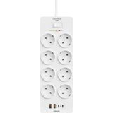 Bontec Termal Akım Korumalı, 8'li Priz Soketi, Isıya Dayanıklı Yapı, 8x Priz, 2x Usb, 2x Type-C Girişi, 20W Hızlı Şarj, Çocuk Korumalı Çoğaltıcı, 2 Metre Uzatma Kablosu (230V/16A/1050J) - Beyaz