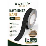 Bontia Kaydırmaz Bant 5 Metre x 25 mm Siyah Merdiven Kaydırmaz Şerit Güçlü Yapışkanlı İç Dış Mekan