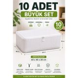 Bontia Saklama Hurcu 10'lu Büyük Set 60x40x20 cm Baza Altı Hurç Fermuarlı Yorgan Battaniye Kıyafet Düzenleyici Çok Amaçlı Saklama Kutusu 10 Adet