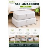 Bontia Saklama Hurcu 2'li Set 60x40x20 cm Baza Altı Hurç Fermuarlı Yorgan Battaniye Kıyafet Düzenleyici Çok Amaçlı Saklama Kutusu 2 Adet