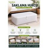 Bontia Saklama Hurcu 60x40x20 cm Baza Altı Hurç Fermuarlı Yorgan Battaniye Kıyafet Düzenleyici Çok Amaçlı Saklama Kutusu 1 Adet