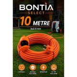 Bontia Uzatma Kablosu 10 Metre 3x2.5 Mm² Cca Kablolu Kapaklı Monofaze Ev Tipi Topraklı Tekli Grup Fiş Priz IP44 Taşıma Çantalı - Turuncu