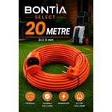 Bontia Uzatma Kablosu 20 Metre 3x2.5 mm² CCA Kablolu Kapaklı Monofaze Ev Tipi Topraklı Tekli Grup Fiş Priz IP44 Taşıma Çantalı
