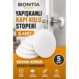 Bontia Yapışkanlı Kapı Kolu Stoperi 5 Adet Beyaz Silikon Duvar Koruyucu Tampon Darbe Emici Kapı Stopu