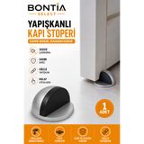 Bontia Yapışkanlı Metal Kapı Stoperi Gri Zemin Tipi Kapı Durdurucu Tampon Sessiz Darbe Emici Kapı Stopu 1 Adet