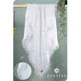 Bontino 4 Katlı %100 Pamuk Müslin Bebek Battaniyesi Saçaklı Çok Amaçlı 110X90 cm - Beyaz - Tek Ebat