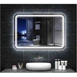 Bonus Home MODERNO Kumlamalı Ledli Banyo Aynası 80 x 60 cm Cam Malzeme ile Şık Tasarım
