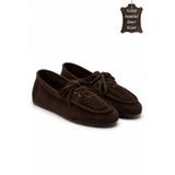 BonuStep Alessa Loafer Kahverengi Kadın Hakiki Süet Deri Kaymaz Termotaban Loafer Ayakkabı