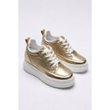BonuStep CloudLift Kadın Platin Sarı Gizli Topuk Bağcıklı Sneaker Günlük Rahat Spor Ayakkabı Boy Uzatan 8cm