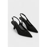 BonuStep Diamour Kadın Siyah Kristal Taşlı Sivri Burun Stiletto 8cm