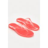 BonuStep Jelly Candy Kadın Pembe Şeffaf Parmakarası Jel Plaj Terlik