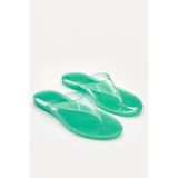 BonuStep Jelly Candy Kadın Su Yeşili Şeffaf Parmakarası Jel Plaj Terlik