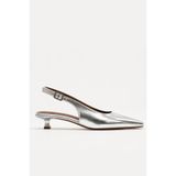BonuStep Kitten Kadın Gümüş Sivri Burun Stiletto Kısa Topuklu Ayakkabı 4 cm