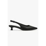 BonuStep Kitten Kadın Mat Siyah Sivri Burun Stiletto Kısa Topuklu Ayakkabı 4 cm