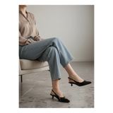 BonuStep Kitten Kadın Siyah Rugan Sivri Burun Stiletto Kısa Topuklu Ayakkabı 4 cm