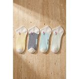 Bony Socks 4'lü Paket Kız Çocuk Çizgili Flamingo Desenli Patik Çorap - 9 - 12 - 602Beyaz