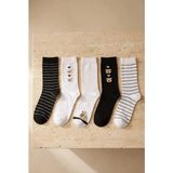 Bony Socks 5'li Teddy Baskılı Çizgili Soket Çorap - Desenli