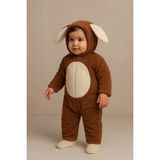 Bony Socks Bebek Tavşan Kulaklı Kapüşonlu Peluş Tulum Kahverengi - 400Kahverengi - 0 - 3 Ay