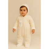 Bony Socks Bebek Teddy Desenli Içi Peluş Kapüşonlu Tulum Ekru - 690Ekru - 0 - 3 Ay