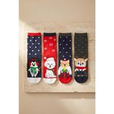 Bony Socks Çocuk 4 Lü Paket Hayvan Desenli Yılbaşı Soket Çorap Lacivert Karışık - 200Lacivert - 2-3 Yaş