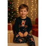 Bony Socks Çocuk Geyik Desenli Kutulu Yılbaşı Pijama Takımı Lacivert - 6 - 7 Yaş