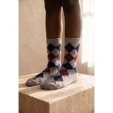 Bony Socks Çocuk Gri Ekoseli Zımbalı Pamuklu Soket Çorap - 9 - 12 - 100Gri