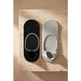 Bony Socks Kadın 2'li Asta Yoga / Pilates Step Çorap Siyah / Gri Melanj - 39 - 42 - Siyah - Gri Melanj