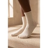 Bony Socks Kadın Ekru Renkli Lastiksiz Modal Kumaş Ince Soket Çorap