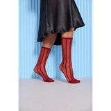 Bony Socks Kadın Örgü Desenli Ince Soket Çorap Bordo - Standart
