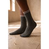 Bony Socks Kadın Örgü Desenli Soket Çorap Koyu Gri - 39 - 42