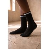 Bony Socks Kadın Örgü Desenli Soket Çorap Siyah
