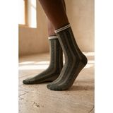 Bony Socks Kadın Örgü Desenli Soket Çorap Yeşil