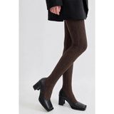 Bony Socks Kadın Şeritli Külotlu Çorap Koyu Kahve - M
