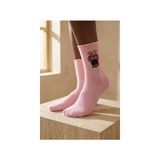 Bony Socks Kadın Teddy Desenli Lastiksiz Modal Soket Çorap Açık Pembe - Standart
