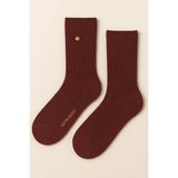 Bony Socks Kadın Yün Simli Soket Çorap Bordo - Kırmızı