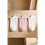 Bony Socks Run 3 Lü Çocuk Basic Patik Çorap Beyaz/beyaz/pembe - 2 - 4 - 07-Pembe