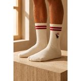 Bony Socks Unisex Geyikli Yılbaşı Soket Çorap Beyaz - 43 - 46