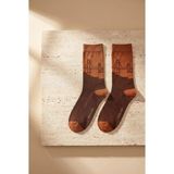 Bony Socks Unisex Istanbul Desenli Kahverengi Soket Çorap - Brown - 35 - 38