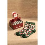 Bony Socks Unisex Noel Baba Kutulu Pamuklu Soket Çorap Yeşil - 43 - 46 - Çok Renkli