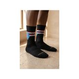 Bony Socks Unisex Şeritli Padel Siyah Soket Çorap - 39 - 42 - Siyah Mix