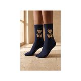 Bony Socks Unisex Teddy Desenli Soket Çorap Lacivert - 43 - 46