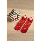 Bony Socks Unisex Yılbaşı Temalı Kutulu Noel Baba Aksesuarlı Soket Çorap - 43 - 46 - Çok Renkli