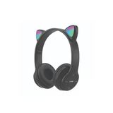 Bood Çocuk RGB Işıklı Kedili Kulak Üstü Bluetooth Kulaklık P47 Siyah