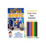 booddie Sonic Superstars Boyama Kitabı Stickerlı (Arka Kapak Kesilerek Maskeli ) 12'li Kuru Boya Kalemi